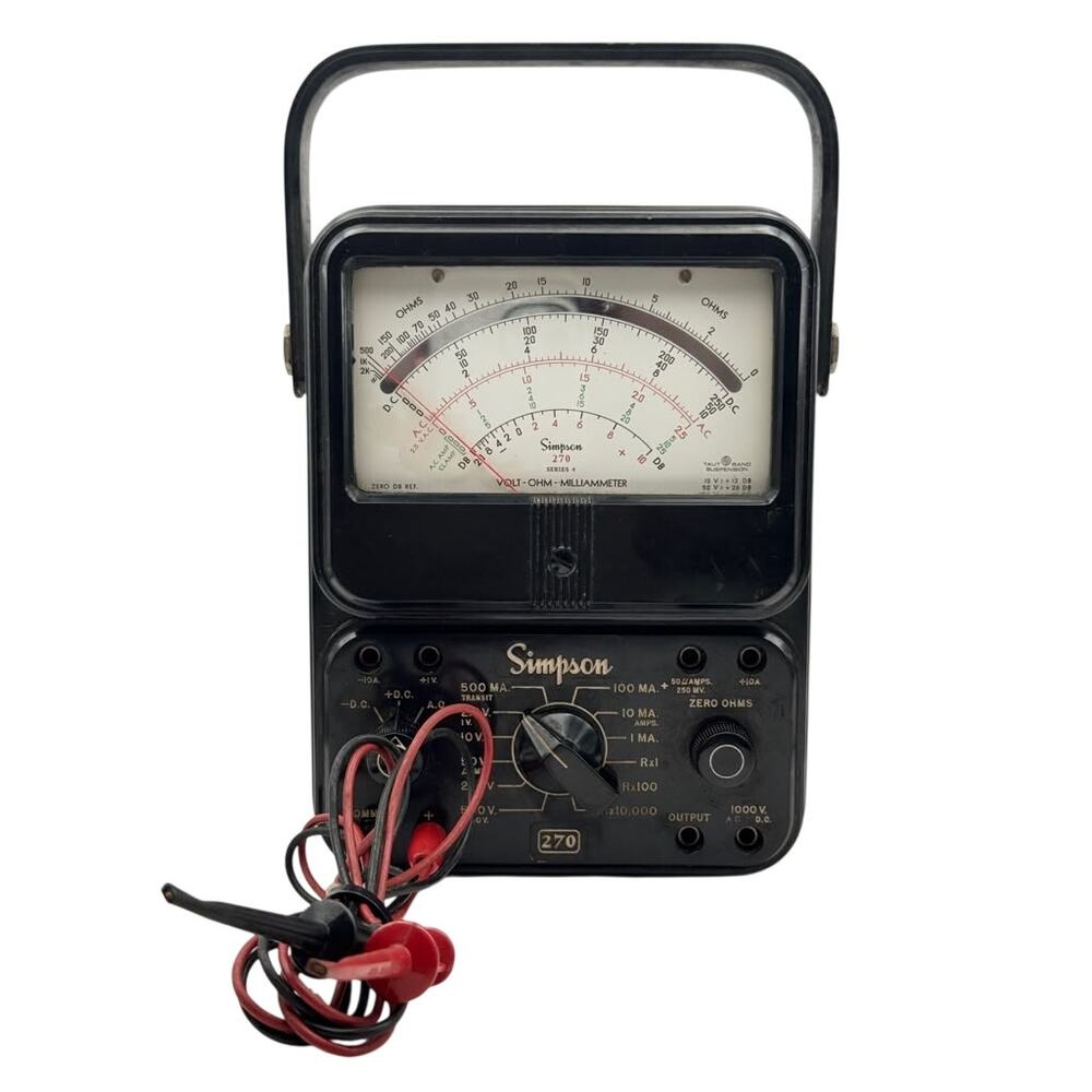 Simpson 270 Series 4 Analog Multimeter Test Leads Parts/Repair Partially Tested